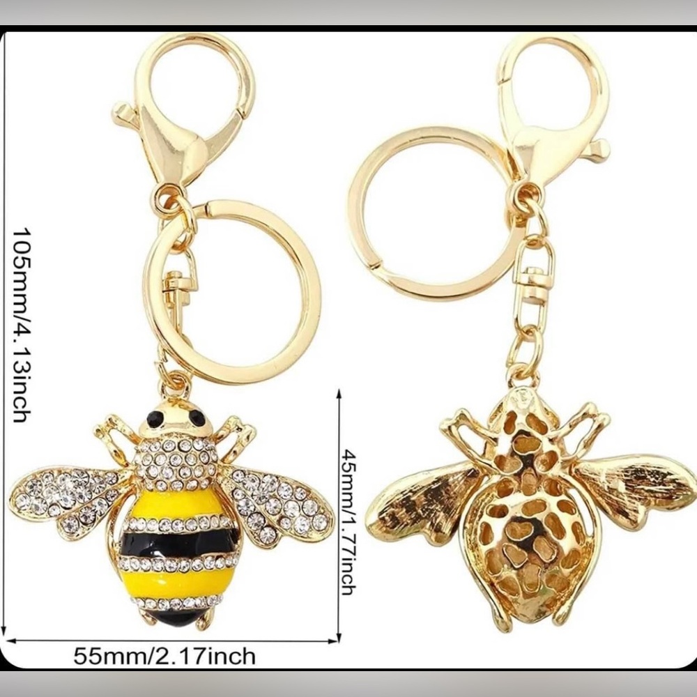 Rhinestone Bee Keychain Bumble Bee Keyring Cute for a Purse/Backpack/Keys